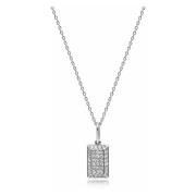 Nialaya Silver CZ Tag Necklace Gray, Dam