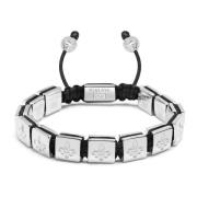 Nialaya Mens Flatbead Bracelet in Sterling Silver Gray, Herr