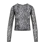 Alexander McQueen Svart Leopard Devore Top Multicolor, Dam