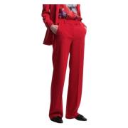 Kocca Minimalist Straight Leg Trousers Red, Dam