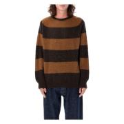 YMC You Must Create Brun Randig Stickad Tröja Aw24 Brown, Herr