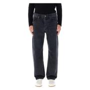 Saint Laurent Svarta Loose Straight Jeans Paris Black, Herr