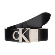 Calvin Klein Runt Läderbälte med Vändbar Spänne Black, Dam