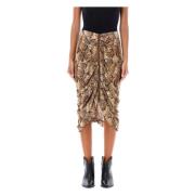 Isabel Marant Ormtryck Midi Kjol Sand Brown, Dam