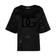 Dolce & Gabbana Avslappnad Bomull T-shirt med Unik Design Black, Dam