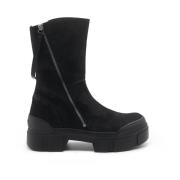 Vic Matié Svart läder ankel boot Roccia Black, Dam