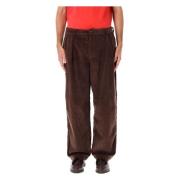 Pop Trading Company Brun Corduroy Wide-Leg Plisserade Byxor Brown, Her...