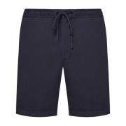 Hugo Boss Elastiska bomullspoplin avslappnade passform shorts Blue, He...