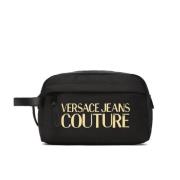 Versace Jeans Couture Svart Herrclutch i Nylon med Logotyp Black, Herr