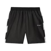 Off White Diagonal Logo Surfshorts Svart/Vit Black, Herr