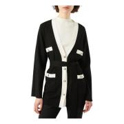 Pennyblack Kontrastkant Cardigan Rovigo Stil Black, Dam