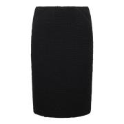 N21 Flared Tweed Midi Kjol med Slits Black, Dam