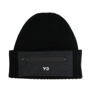 Y-3 Svart Beanie Mössa Black, Herr