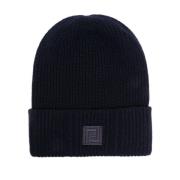 Fendi Blå Beanie med Label Black, Herr