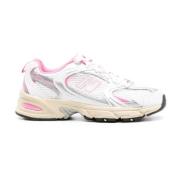 New Balance Rosa Vintage Sneakers Logotyp Gummisula White, Dam