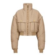 Balmain PB Labyrinth cropped jacquard bomber Beige, Dam