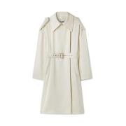 Jil Sander Ecru Silk Blend Bältesrock Beige, Dam