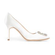 Manolo Blahnik Kristallspänne Stilettklack Vita Pumpar White, Dam