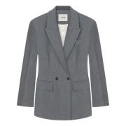 Aeron Boxy Shoulder Blazer Gray, Dam