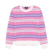 A.p.c. Fair Isle Tröja Rosa Multifärgade Ränder Multicolor, Dam