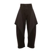 JW Anderson Asymmetriskt Logo Jeans Crop Brown, Dam