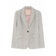 Gustav Elegant Blazer med V-ringning och Fickor Gray, Dam