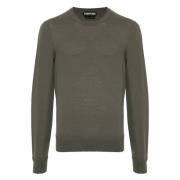 Tom Ford Ull Crew Neck Stickat Green, Herr