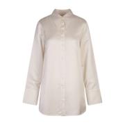 Jil Sander Vit Satin Oversized Skjorta White, Dam