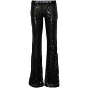 Palm Angels Svart Paljett Flare Byxor Black, Dam