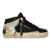 Crime London Svarta lädersneakers platindetaljer Black, Dam