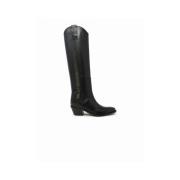 P.a.r.o.s.h. Svarta Läder Ankelboots Fw24 Stil Black, Dam