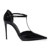 Dolce & Gabbana Svart T-bar Patentläder Pumps Black, Dam