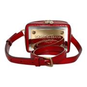 Dolce & Gabbana Röd Läder Logo Plaque Midjeväska Red, Dam