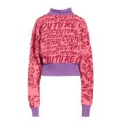 Versace Jeans Couture Rosa Logotröja All Over Pink, Dam