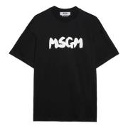 Msgm Svart Logo Pennellato T-shirts och Polos Black, Herr