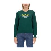 A.p.c. Logo Sweatshirt Regular Fit 100% Bomull Green, Dam