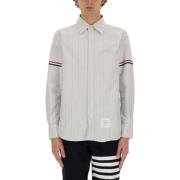 Thom Browne Bomull Straight Fit Skjorta Tillverkad i Italien Gray, Her...