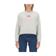 A.p.c. Logo Sweatshirt Regular Fit 100% Bomull Gray, Dam