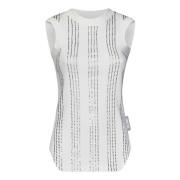 The Attico Vit Ribbad Tanktop med Kristaller White, Dam