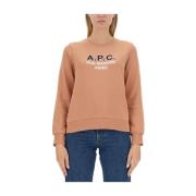 A.p.c. Logo Sweatshirt Regular Fit 100% Bomull Pink, Dam