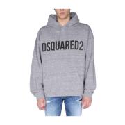 Dsquared2 Huvtröja med logotryck Oversize Fit Gray, Herr