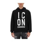 Dsquared2 Logo Sweatshirt Regular Fit 100% Bomull Black, Herr