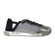 Dolce & Gabbana Silver Svart Nylon Låg Topp Sneakers Gray, Herr