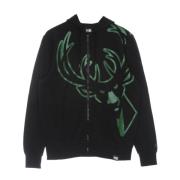 New Era Milwaukee Bucks Lättvikts Zip Hoodie Black, Herr