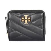 Tory Burch Dubbel Plånbok med Guld-Finish Metall T Black, Dam