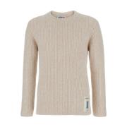 Autry Crewneck Tröja med Logotypapplikation Beige, Herr