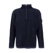 Stone Island Tjocka Engelska Stickade Tröjor Blue, Herr