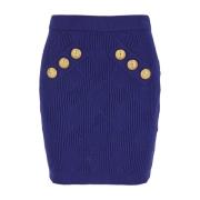 Balmain Vichy Stickad Kort Kjol Blue, Dam