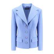 Dolce & Gabbana Blå Ull Blazer med DG Knappar Blue, Dam