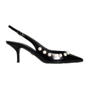 Dolce & Gabbana Svart Pearl Heel Slingback Skor Black, Dam